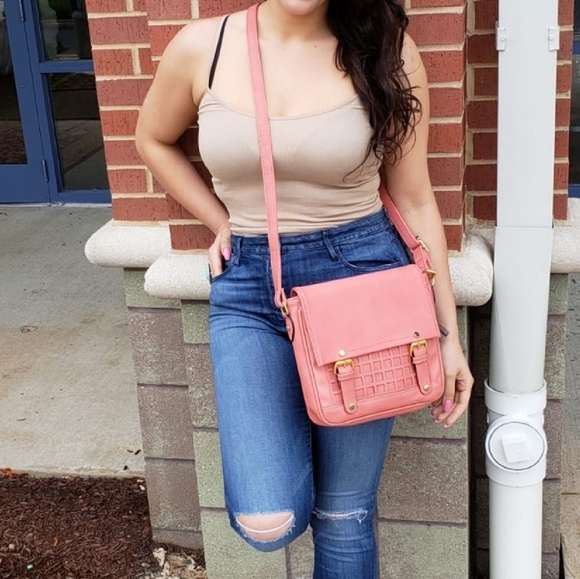 Moda Handbags - Strawberry Pink Buckle Crossbody Bag